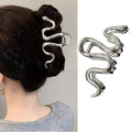 Silver Snake Elegant Metal Hair Clip, 1Pcs 4.33 Inch Claw Hair Clip for Thick Thin Hair, Strong Hold Grip Hair Jaw Clip for Women, Hair Accessories for Daily Wear and Formal Occasions