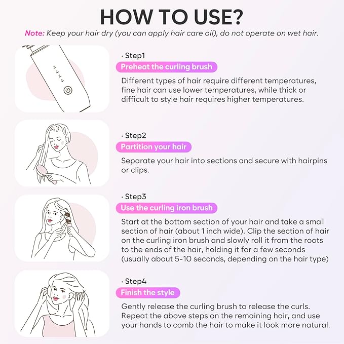 Cordless Curling Iron Brush, 3-in-1 Portable Curling Iron, 2024 New Hair Straightener Comb, 7000Mah USB Rechargeable Travel Hair Curler for Women, White