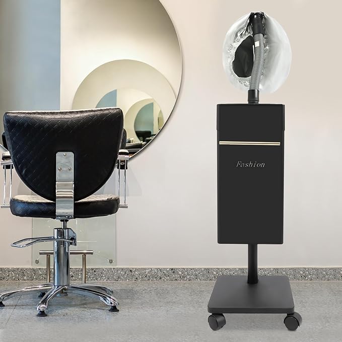 Nano Hair Steamer, Multi-Function Micro-Mist Hair Steamer, Hair Color Processor with Universal Wheel for Deep Care Hair Repair Salon Spa (B-Lack)