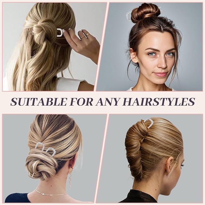 2PCS 5.5Inch French Hair Pins Large U-Shaped Pins for Women and Girls Fashion Metal Hair Pin French Twist Hair Pins for Buns, Updos,Stylish and Functional(set4-silver)