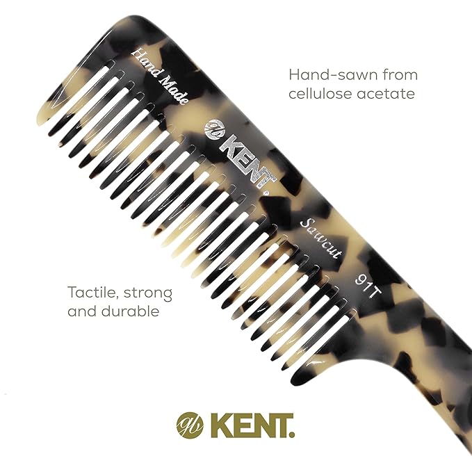 Kent 91TW Detangler Combs for Women Wide Tooth Hair Comb for Curly and Wavy Hair, Wide Tooth Combs and Wet Hair Comb, Large Handle Wide Tooth Shower Comb for Hair for Effective Detangling Kent Comb