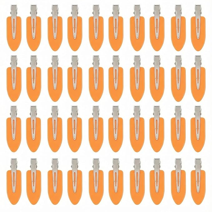 No Crease Hair Clips Makeup Pin Curl Clip Bulk 40Pcs Multicolor No Bend Dent Bang Creaseless Hair Clips for Makeup Application Bangs Hairpin Setting Pins Clip for Women Styling (Orange)