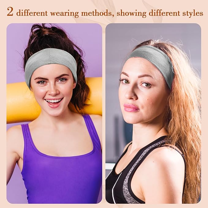 obeoby Headbands for Women, 8 Pack Wide Stretchy Headbands for Daily Use Sport Yoga Running, Stocking Stuffers for Women