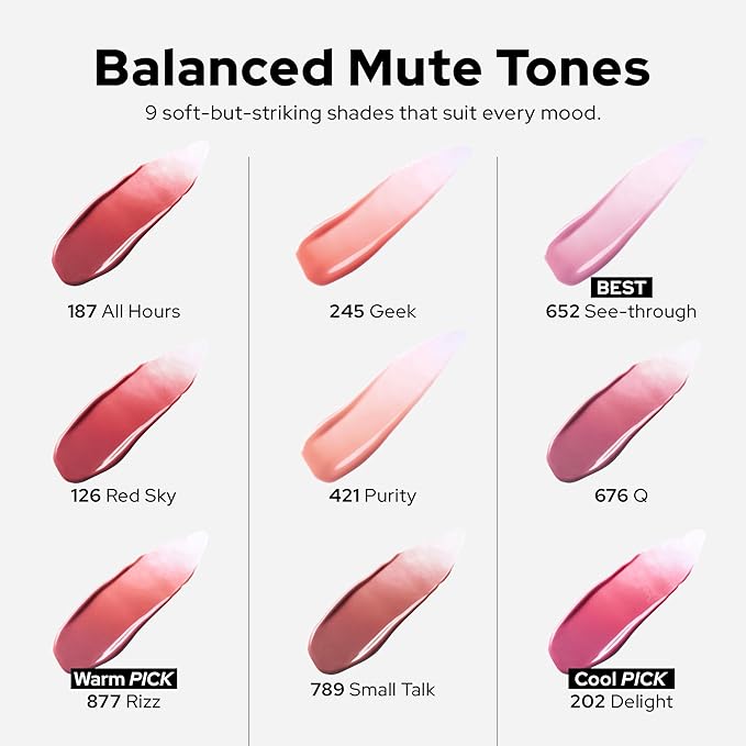 Unseen Balloon Tint, 6 Colors Set for All Skin Types. Buildable Color, Long Lasting Glossy Lip Stains, Lightweight Lip Gloss Make up (Delight, 1 Oz)