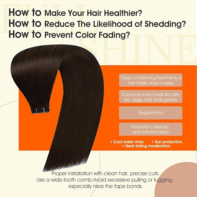 Full Shine Injection Tape ins Human Hair Extensions Injected Tape in Extensions Color 2 Brown Straight Brazilian Extension Seamless Remy Silky Skin Weft 24Inch 50Gram 20Pcs for Wedding