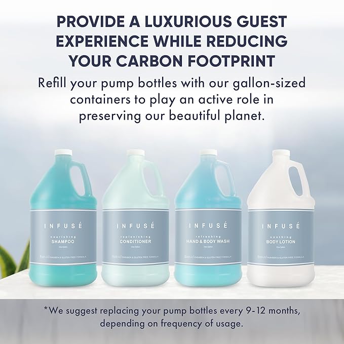 1-Shoppe Infuse 40 Piece Ecobox All-In-Kit | White Tea and Coconut Soap | 12 Shampoo, 8 Conditioner, 12 Body Wash & 8 Lotion | 10oz Hotel Soaps and Toiletries Bulk | Personal Care Products