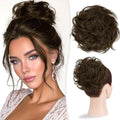RUWISS Large Messy Bun Hair Piece for Women 100% Human Hair Layered Wavy Curly Hair Buns Thick Updo Hairpiece for Daily Wear Scrunchies Ponytail Extension (Natural Medium Brown)