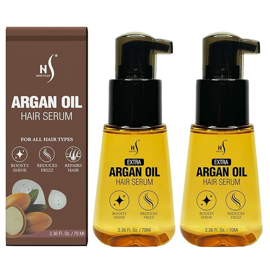HerStyler Advanced Argan Oil Hair Serum for Women - Anti Frizz Serum for Hair - for Frizzy, Dry and Damaged Hair - Nourishing - 2.36 Fl Oz / 70 Ml - Pack of 2