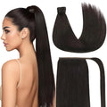 Ve Sunny Hair Extensions Ponytail Real Human Hair Wrap Around Clip in Ponytail Hair Extensions Straight Extensions Human Hair for Women Brunette Dark Brown 18inch 80G