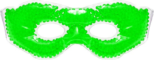 Gel Eye Mask, Green - Cold Compress Ice Pack with Gel Beads - Microwave Safe for Heat Therapy - Great for Puffy Eyes, Dark Circles, Dry Eyes, Soothing Headaches