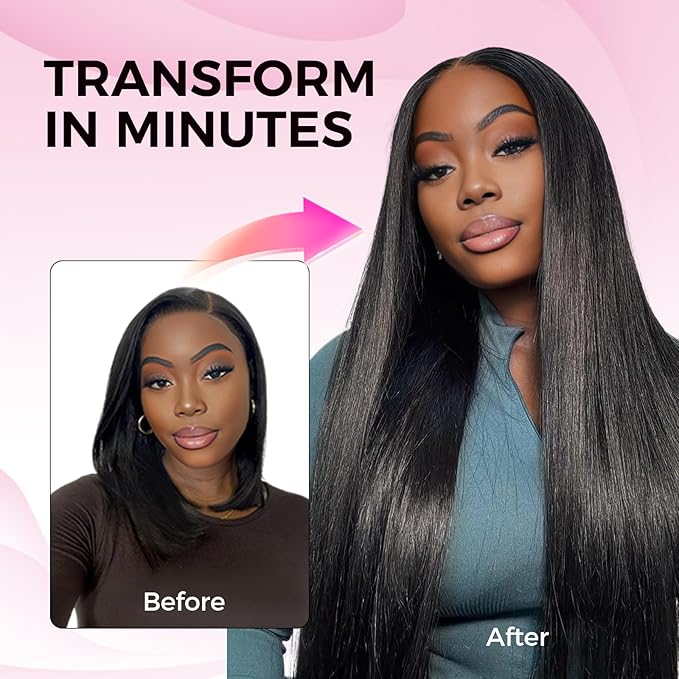 Lashey Seamless Clip in Hair Extensions Human Hair Extensions, 180g 9pcs Straight Natural Black Fuller Real Human Hair Clip in Extensions 20 Inch