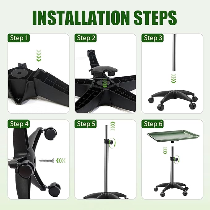 Rolling Salon Tray, Adjustable Salon Tray on Wheels, Premium Aluminum Tattoo Tray Cart for Spa Clinic, Green