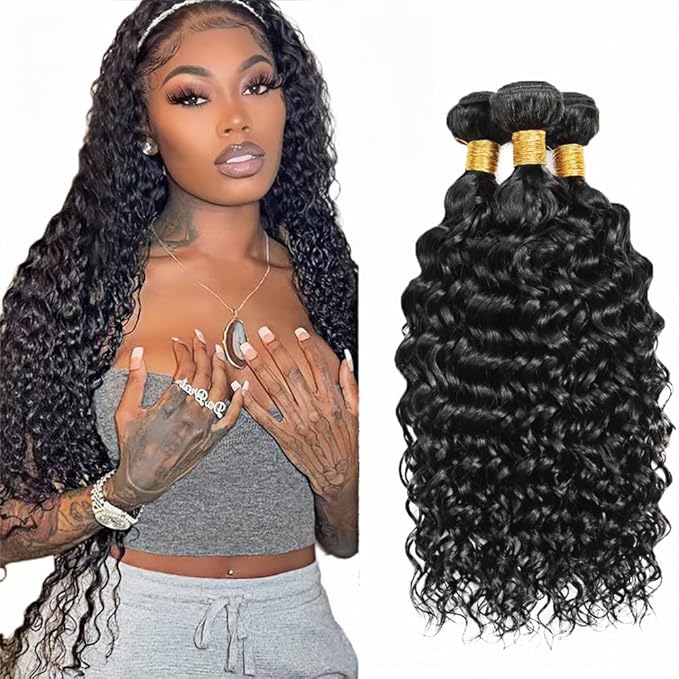Human Hair Bundles Color 1B Kinky Curly Bundles 26 28 30 Inch Niegmeag Peruvian Virgin Remy Hair Extensions Double Weft Soft and Silky Natural Black Curly Bundle Hair Weave