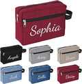 Personalized Toiletry Bag for Men, Embroidered Name Mens Toiletry Travel Bag, Waterproof Canvas Shaving Bag with Large Capacity, Custom Men Hanging Toiletries Bag for Traveling (Red)