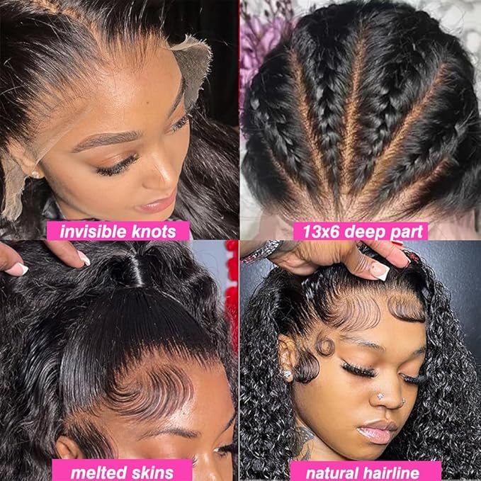 VIPbeauty Deep Wave Lace Front Wigs Human Hair 13x6 HD Lace Front Wigs Human Hair Pre Plucked Brazilian 200 Density Deep Wave Curly Glueless Frontal Wigs Human Hair 20 Inch
