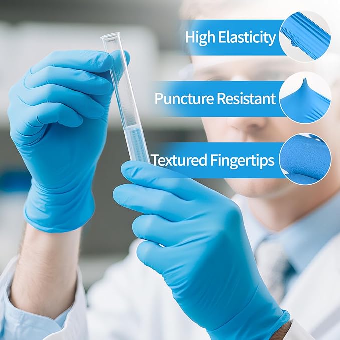 Blue Nitrile Gloves Disposable, Latex & Powder Free, Food Safe Gloves for Cooking Kitchen Cleaning Healthcare Salons