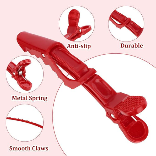30 Pack Red Alligator Hair Clips for Styling Sectioning Large Salon Pro Hair Clips for Barber Hair Coloring, Cutting, Sectioning Big Gator Clips Hair Styling Accessories for Women Men