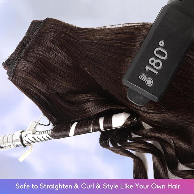 Dark Brown Clip in Hair Extensions Real Human Hair Invisible Seamless Remy Human Hair Clip in Extensions for Women 16 Inch 90g, 8pcs Per Set with Double Weft