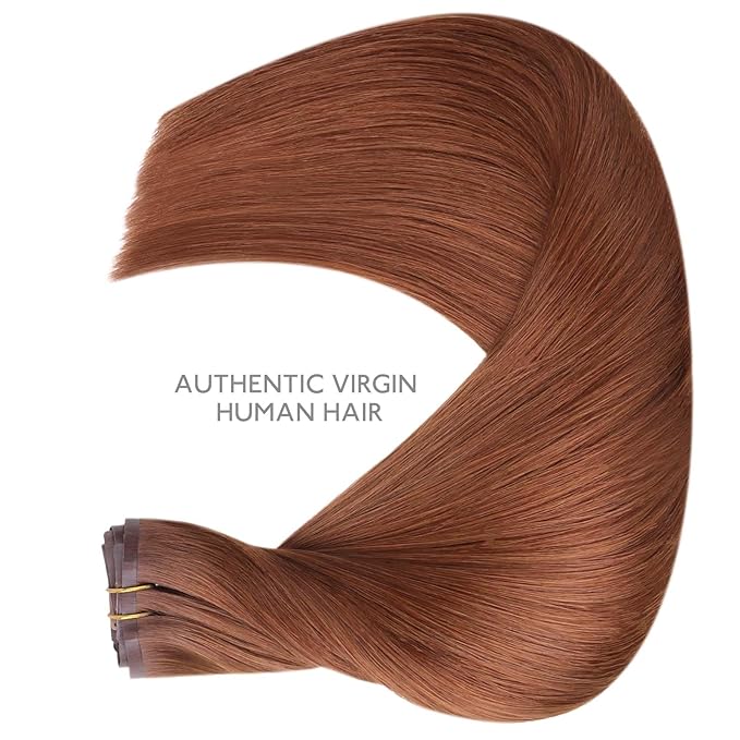 WENNALIFE Seamless Clip In Hair Extensions Human Hair, 22 Inch 150g 7pcs Dark Auburn Copper Real Hair Extensions Clip in Human Hair Invisible PU Skin Weft Natural Remy Human Hair Extensions