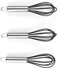 Hair Color Whisk Set - 3 Silicone Mixers with Stainless Steel Handles - Hair Dye Whisks for Blending Color in Salon or Home Use - Professional Hair Color Mixing Tools