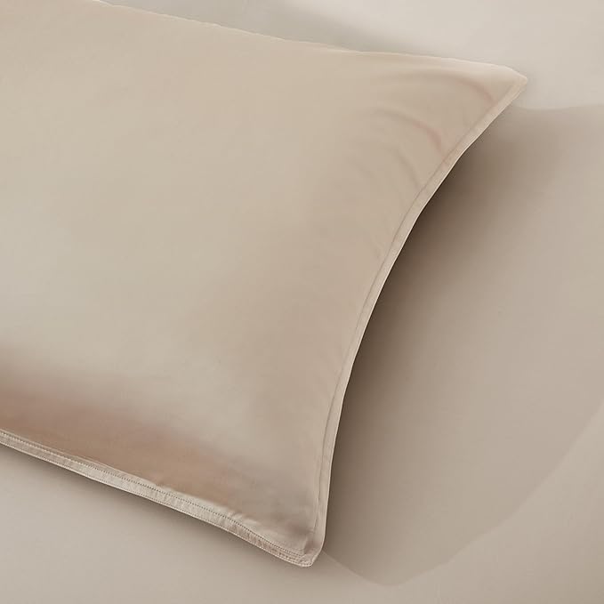 Luxury Bamboo Market | Queen Envelope Pillowcase Set | 100% Viscose Made from Bamboo | Organically Grown | Ultra Soft | Cooling | 2pcs [Dune]