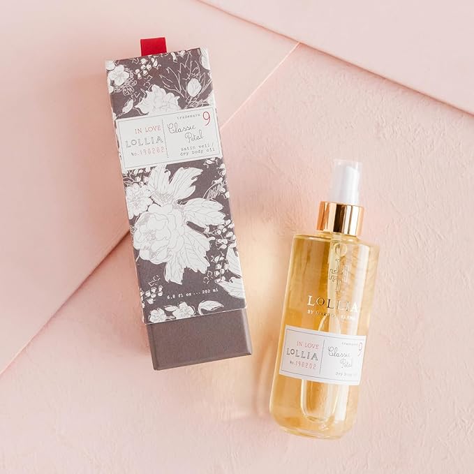 LOLLIA In Love Dry Body Oil, 6.8 Fl. Oz. – Classic Petal – Women’s, Scented, Moisturizing, Dry Body Oil for Women, For All Skin Types