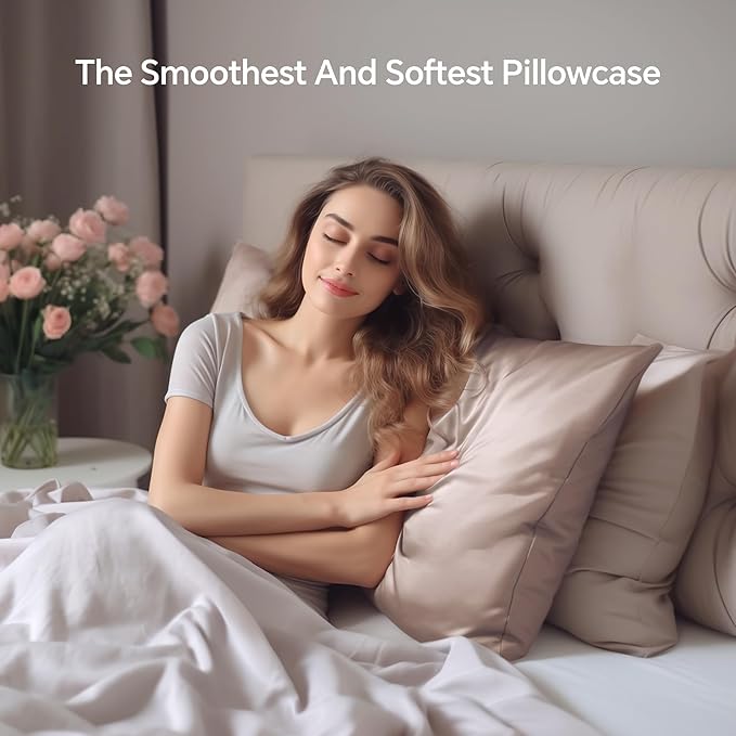 INFIIXSO Mulberry Silk Pillowcase for Hair and Skin, Silk Pillow Cases Standard Size with Hidden Zipper 20x26 Inches, Ultra Smooth and Soft Cooling Pillow Cases for Hot Sleepers(Caramel, 1 Pack)