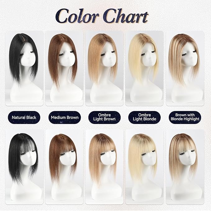 starluck Human Hair Toppers for Women Real Human Hair No Bangs 4 * 5.5 inch Base 12 inch SilkHug Hair Topper for Women Cover Grey Roots(Gray Brown with Platinum)