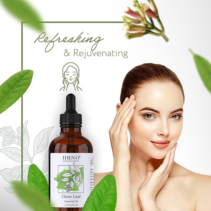 HBNO California Bottled Clove Leaf Essential Oil 4 fl oz (120ml) Value Size - Natural Clove Leaf Oil - Perfect for Cleaning, Aromatherapy, DIY, Soap & Diffuser