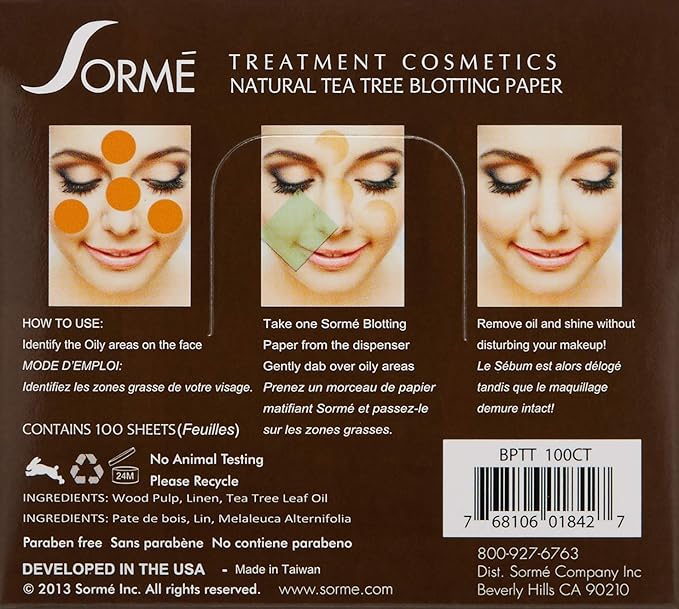Sorme' Treatment Cosmetics Blotting Paper, Tea Tea, 0.5 oz.