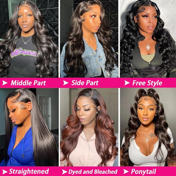 34 Inch 13x6 Body Wave Lace Front Wigs Human Hair Pre Plucked 13X6 HD Lace Frontal Wigs Human Hair 180% Density Glueless Wigs for Black Women Brazilian Virgin Body Wave Wig Natural Color