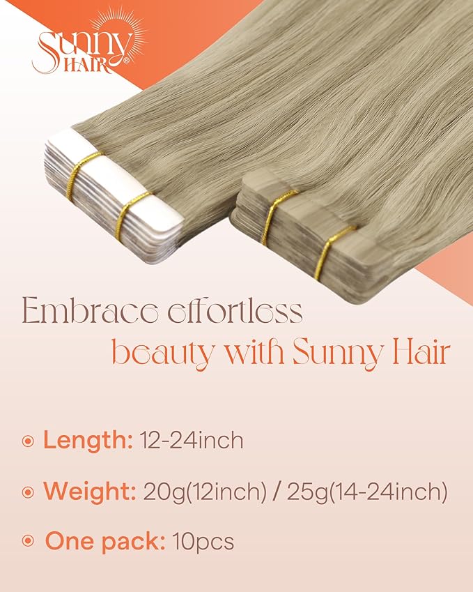 Sunny Hair Tape in Hair Extensions Real Human Hair Invisible Remy Hair Extensions Tape ins for Women Dark Honey Blonde Highlight Medium Blonde 20 inch 25G
