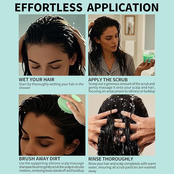 SEVICH Scalp Scrub with Massager for Refreshing Degreasing Version,Deep Cleansing Scrub with Tea Tree Oil & Sea Salt, Dandruff Treatment for Buildup Removal, 100g