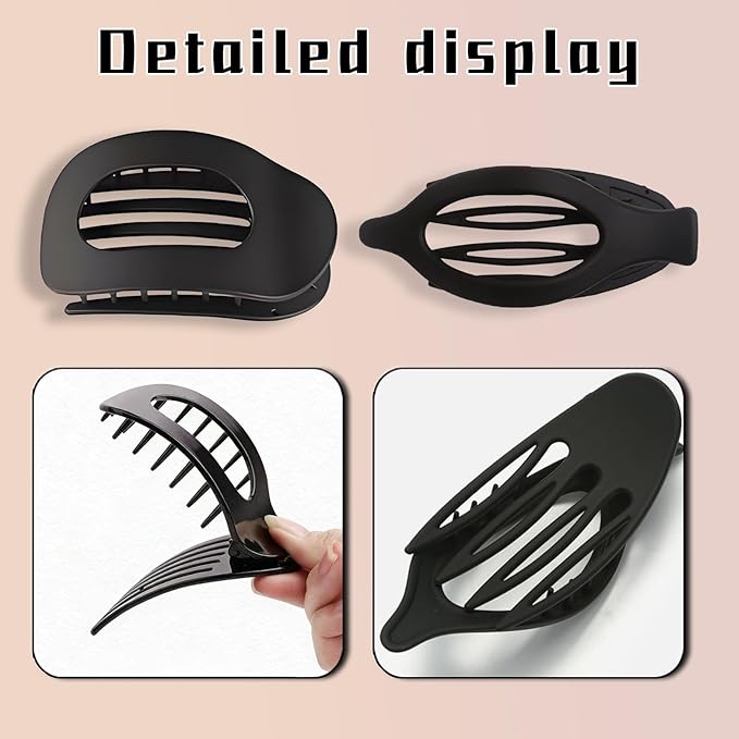 6Pcs Matte No-Slip Flat Claw Clips,Duckbill Hair Clips for Women, Simple Elegant flat hair clips for Thick Thin Long Short Hairs,flat claw clips for women (8Pcs,Mix-A) (E)