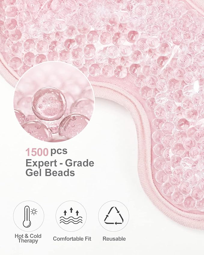 Luxtude Gel Eye Mask Cooling Eye Masks for Dry Eyes 2PCS, Hot Cold Eye Ice Pack Reusable Cold Eye Mask, Frozen Cold Eye Compress for Puffiness/Dark Circles/Headaches/Skincare/Eye Bags (Pink)