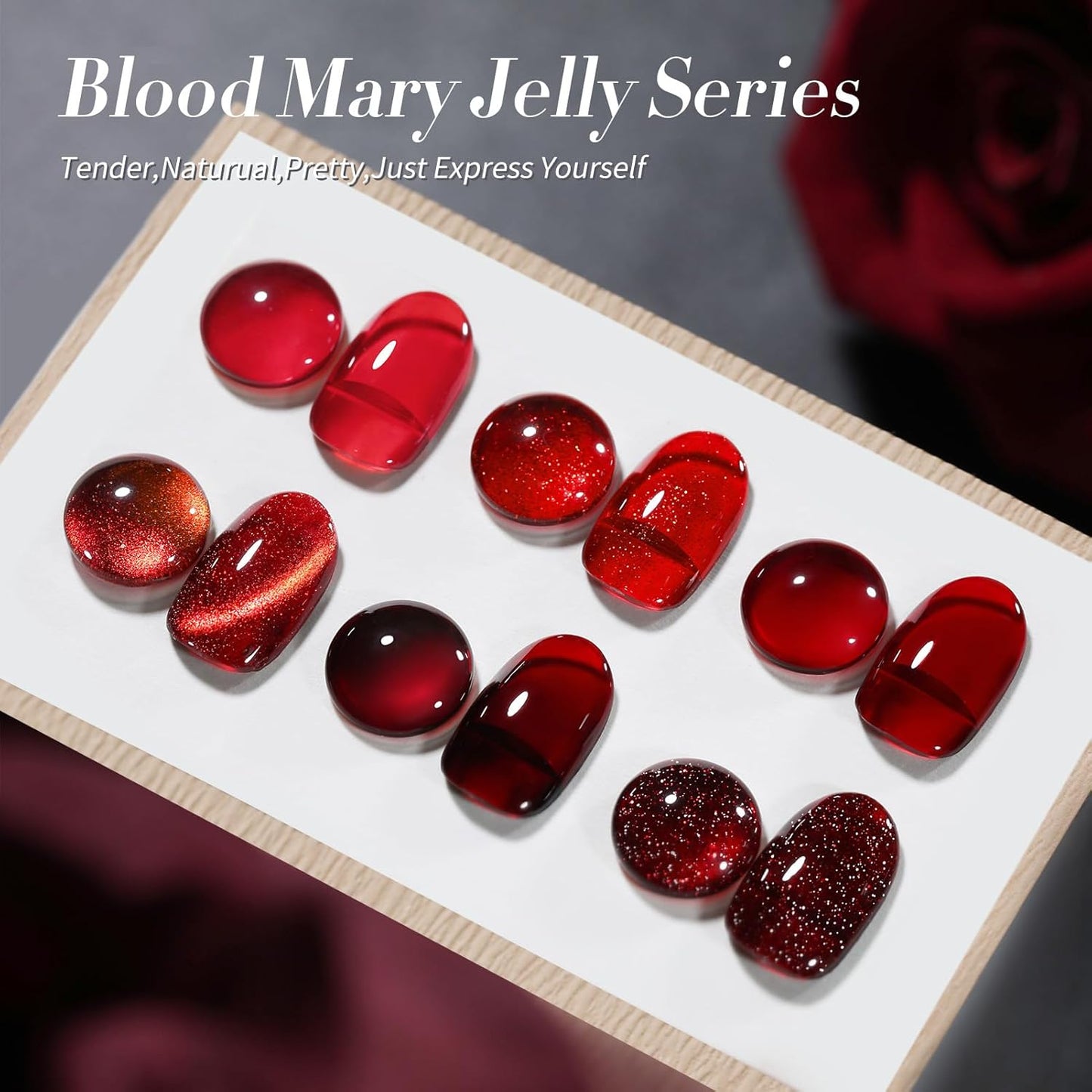 Born Pretty Jelly Burgundy Gel Nail Polish Halloween Ruby Blood Red Glitter Cat Magnetic Eye Gel Nail Polish Cherry Wine Red Gel Polish Collection Soak Off U v Led Gel Nail Kit Minicure DIY Gift 6PCS