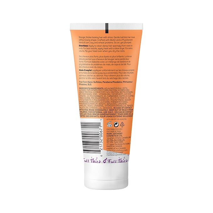 Marc Anthony Styling Hair Cream, Instantly Thickening Biotin & Vitamin E Hair Cream, Lightweight Hold for Thicker & Fuller Volumizing Product for Thin, Flat Hair