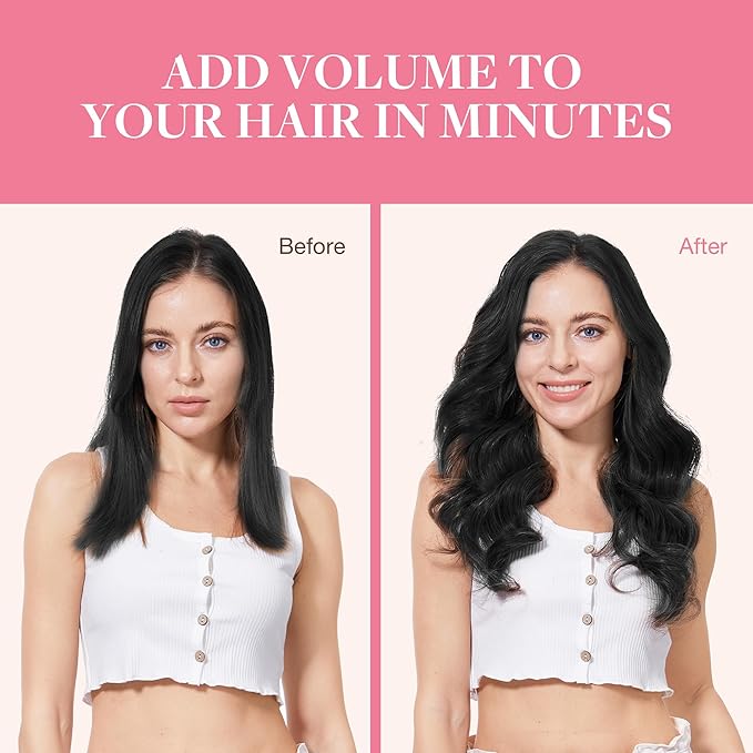 GOO GOO Clip in Hair Extensions Real Human Hair, Remy Human Hair Extensions Clip ins for Women, Natural Human Hair, 16inch 130g 7Pcs, 1 Jet black
