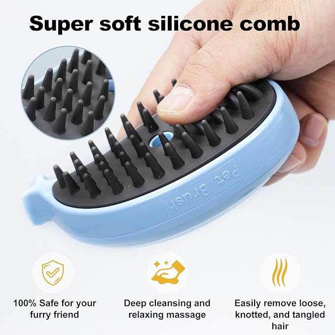 Cat Steam Brush for Shedding, Cat Grooming Brush With Steam, Rechargeable Steam Pet Brush for Dog And Cat, Steamy Cat Brush 3 In1, Self Cleaning Steam Brush for Massage,Clean and Removing Loose Hair