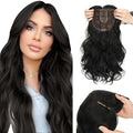Hairro 18 Inch Long Hair Toppers Wavy with Side Bangs for Women, Clips In Synthetic Hairpieces Capless, for Adding Volume/Birthday/Party/Halloween/Cosplay Dress Up, Pure Black