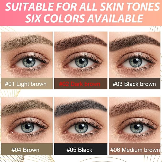 evpct 1Pcs Dark Brown Magic Microblading Dual-Ended Eyebrow Contouring Pen Brow Pencil, with 4 Brush Micro-Fork-Tips Applicator and Precise Brush-Tip, Hair Like Strokes, Dual-ended Eyebrow Brush