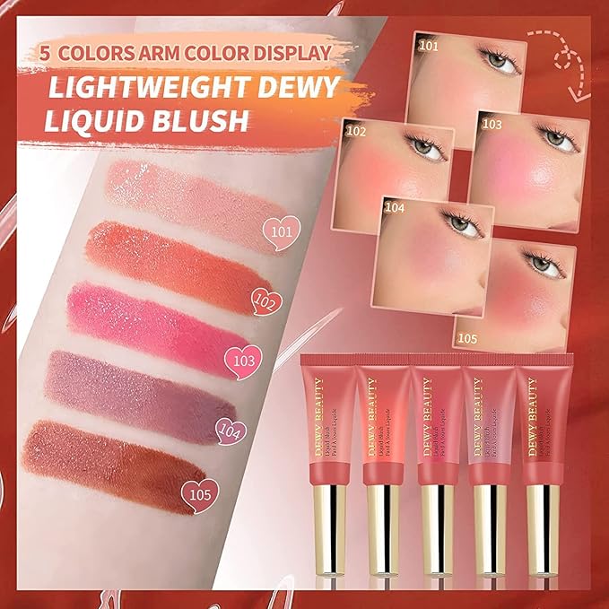 3 Color Liquid Blush,Soft Cream Lightweight Beauty Blush.(101# Ravishing -Nude Pink+102# Serenade-Sweet Peach+103# Rosa-Cool Pink)