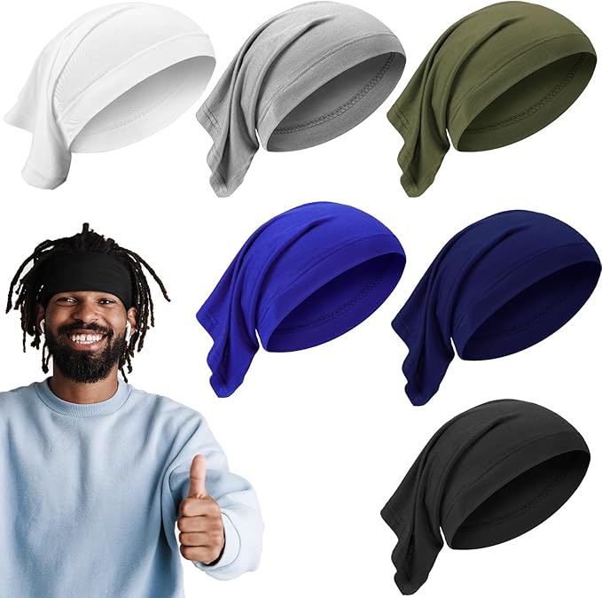 SATINIOR 6 Pcs Spandex Dreadlock Cap Dreadlock Tube Bands Unisex Men Women Elastic Hair Dreads Head Wraps Headbands for Dreads Accessories, 6 Colors