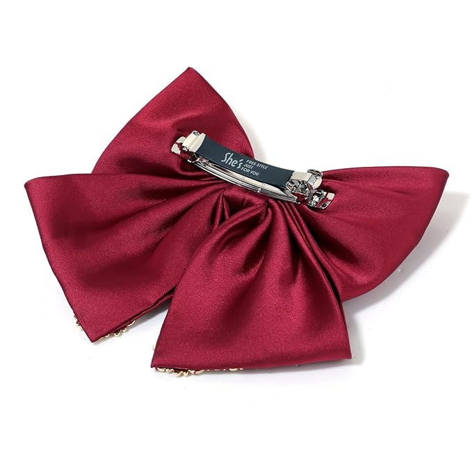 Vintage Palace Style Hair Barrette for women, SHE'S FREE STYLE JUST FOR YOU 14k Gold Plating Bow Hair Clip with Elegant Pearl, Retro Versailles Hair Accessories