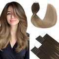 SURNEL 14 inch Tape in Hair Extensions Balayage Color 2 Dark Brown Fading to 6 and 18 Ash Blonde Tape in Hair Extensions Human Hair 20 pcs 50g(#2/6/18-14)