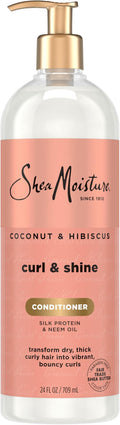 Shea Moisture Curl & Shine Conditioner Coconut & Hibiscus, for Thick, Curly Hair, to Moisturize & Soften, 24 oz