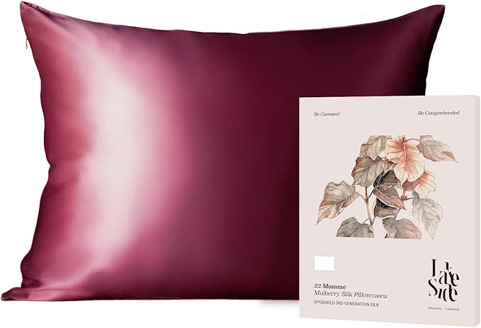 Oriental Lakeside® 100% Pure 22 Momme Mulberry Silk Pillowcase with Hidden Zipper - Nighttime Skincare & Hair Care Hydrating Pillow Cover