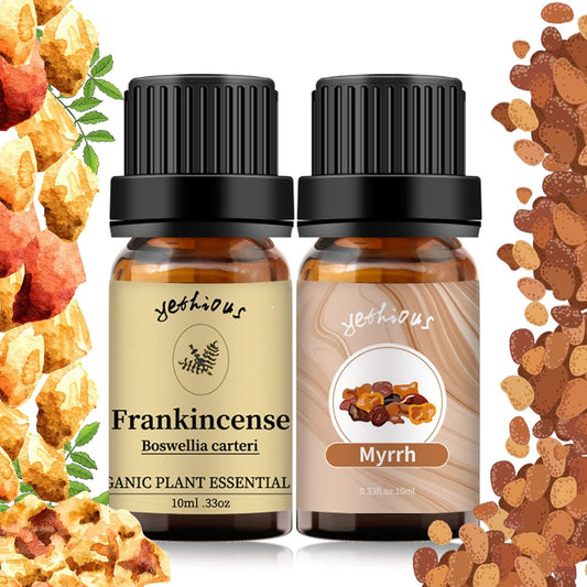 yethious Frankincense and Myrrh Oil Frankincense Essential Oil Myrrh Oils for Diffuser & Aromatherapy, Candle, Soap Candle Making - 2PCS 10ML