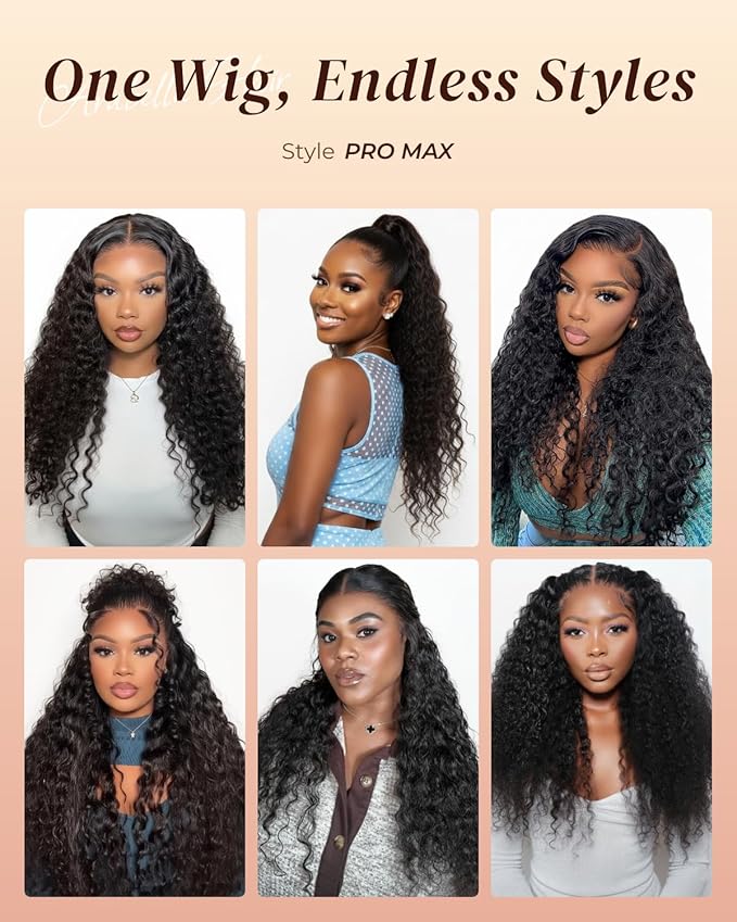 Arabella 13x6 Deep Wave Lace Front Wigs Human Hair 210% Density Glueless Wigs Human Hair 100% Curly Wave Human Hair Wigs 12A Pre Plucked Pre-Bleached Pre-Cut Glueless Wig 22 Inch