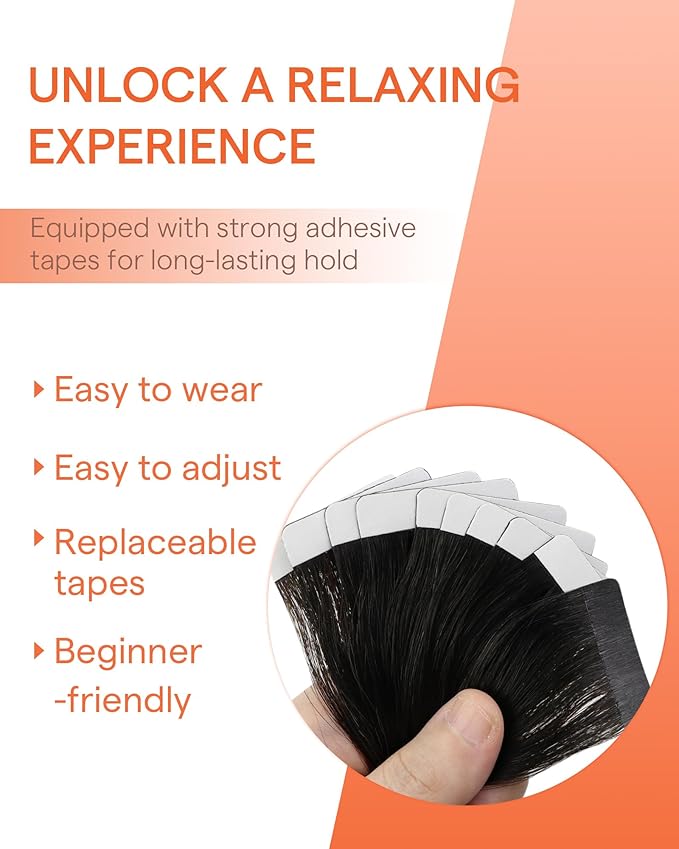 Sunny Hair Tape in Hair Extensions Real Human Hair Invisible Remy Hair Extensions Tape ins for Women Ombre Natural Black Root to Sliver Grey 22 inch 25G